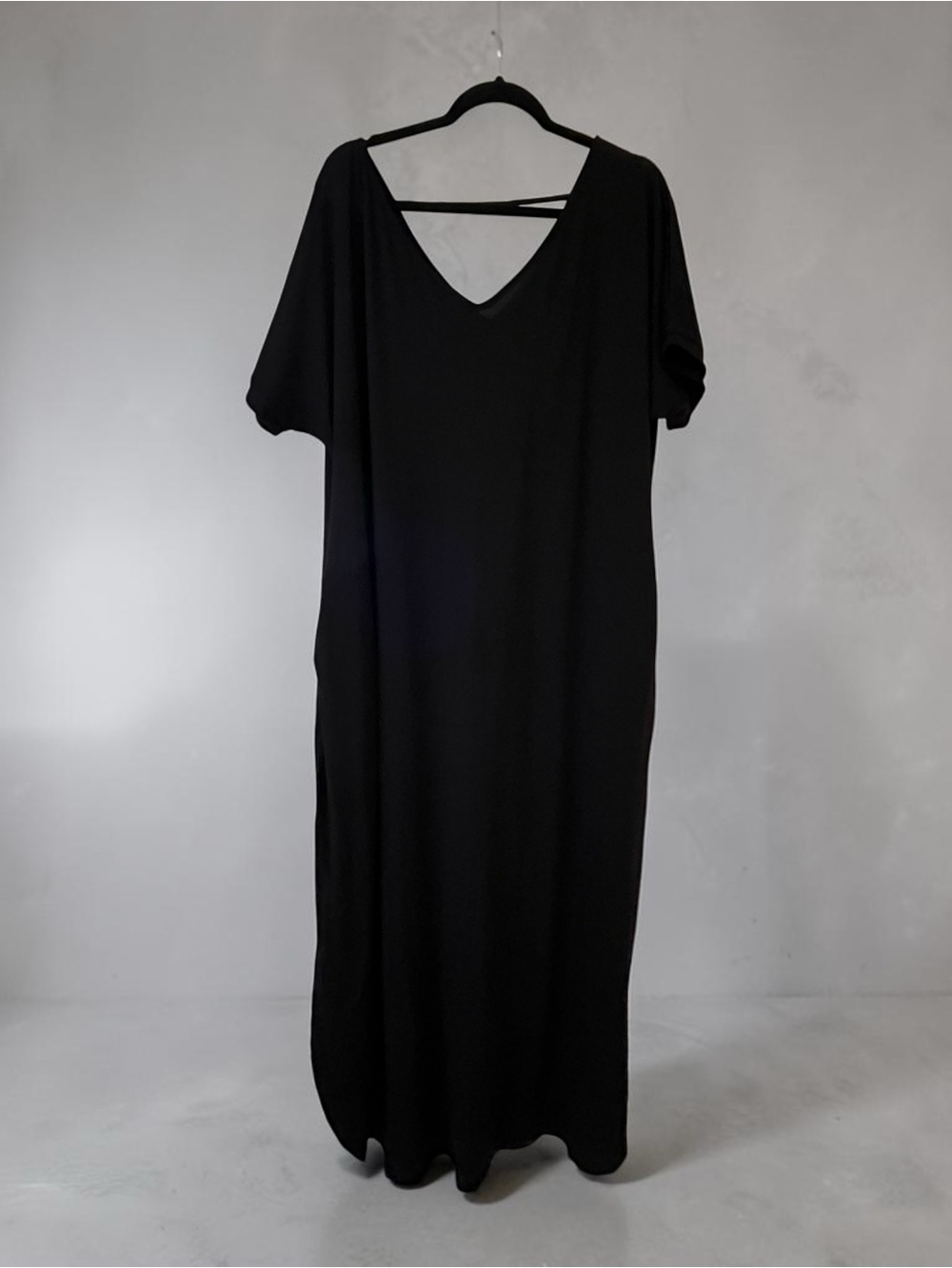 Nemidor Plus Size 22 Short Sleeve Pocketed Maxi Dress Black Casual Comfort